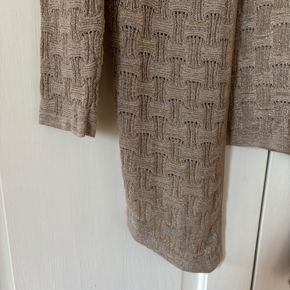 Chicos Travelers Size‎ 1 Cardigan Open Front Metallic Basketweave Chicos Medium - Picture 3 of 14